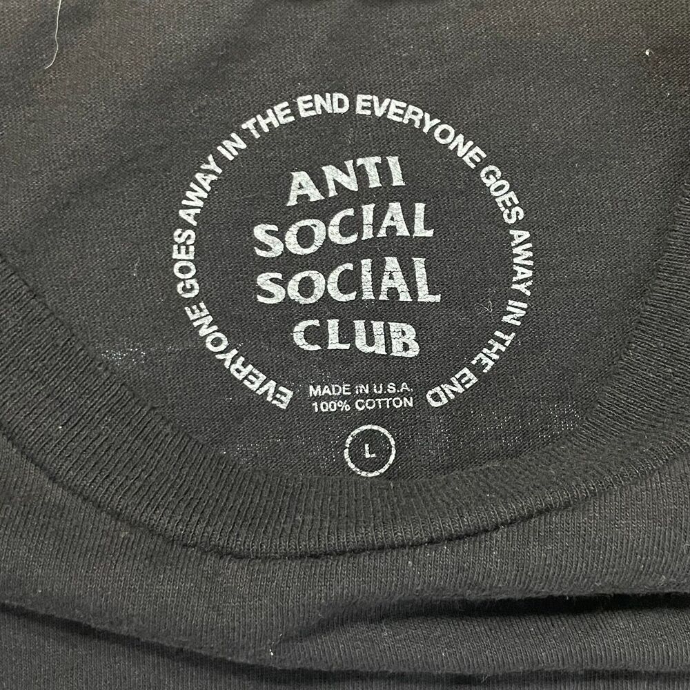 Anti Social Club ASSC Thoughts UFO Alien T-Shirt USA Made Black Large Men - Picture 6 of 9